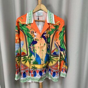 Casablanca Unisex Cuban Collar Long Sleeve Shirt